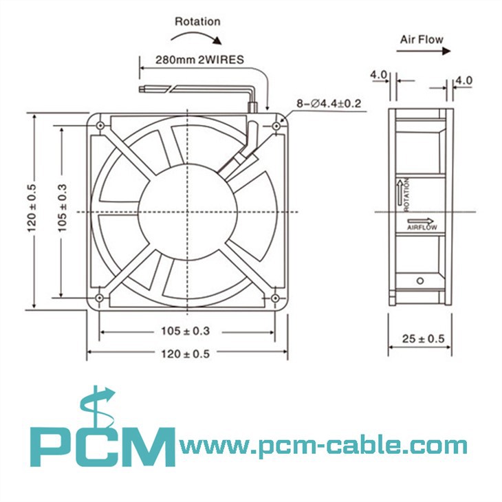 12V Dc 120mm 2pin 120x120x25mm CPU Cooling Computer PC Case