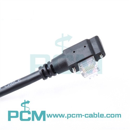 GigE 케이블 하이 플렉스 RJ45 수직 오른쪽 출구(매입형 나사 포함)