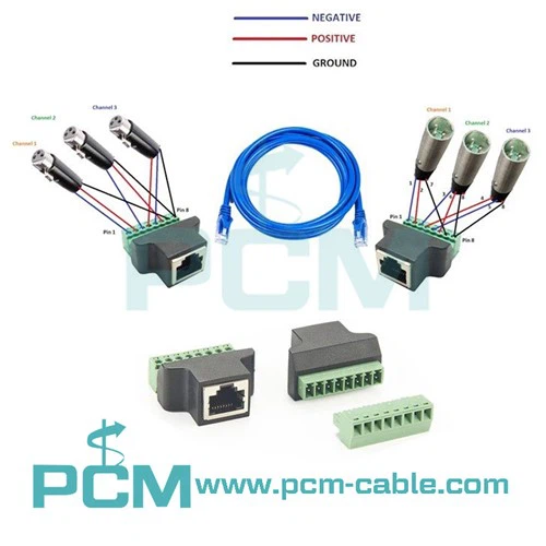RJ45 - XLR 네트워크 어댑터 짧은 커넥터 케이블