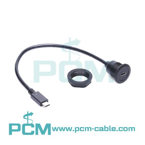 USB C 원형 패널 마운트 연장 케이블
