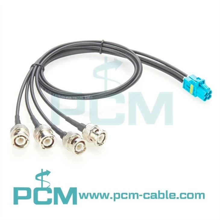 Mini-FAKRA Cable Assemblies Quad-port jack to BNC automotive wiring loom