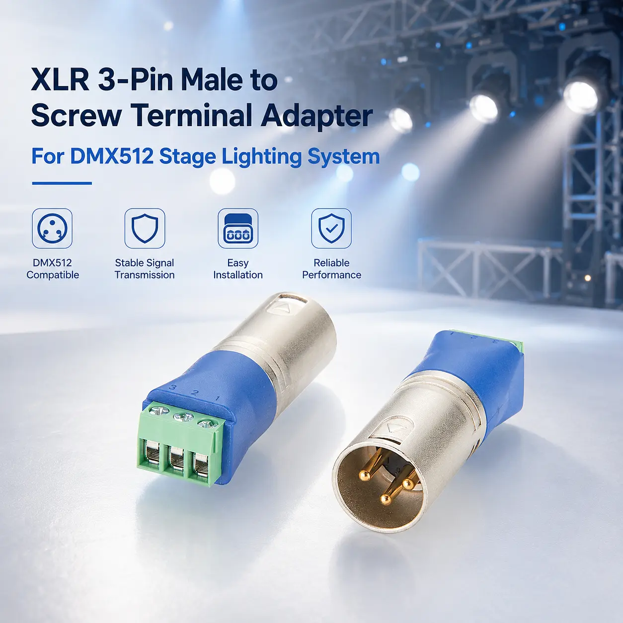 XLR 3핀 수 - 나사 고정 터미널 어댑터 가이드: DMX, 오디오, 방송, 테스트 및 산업 제어용 PH5.0 브레이크아웃 커넥터