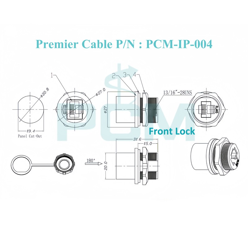 Drawing cutout size of Outdoor IP68 Waterproof Ethernet LAN Cable Connector Drawing cutout size of Outdoor IP68 Waterproof Ethernet LAN Cable Connector