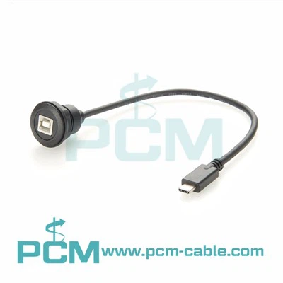 USB Type C 수컷에서 USB 타입 B 암컷 패널 마운트 프린터 케이블